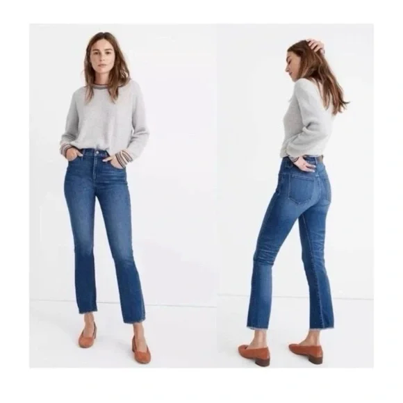 MADEWELL Cali Demi Boot Cut Crop Fringe Hem Jeans - Picture 1 of 9